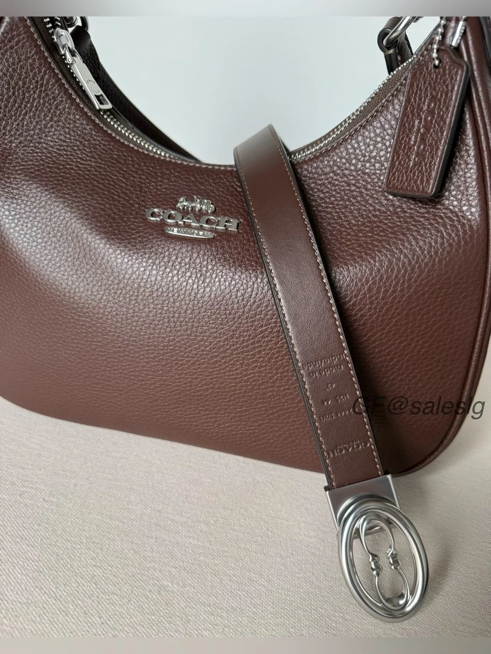 NWT Coach Refined Calf Leather Reversible Belt Silver/Black/Maple 25mm